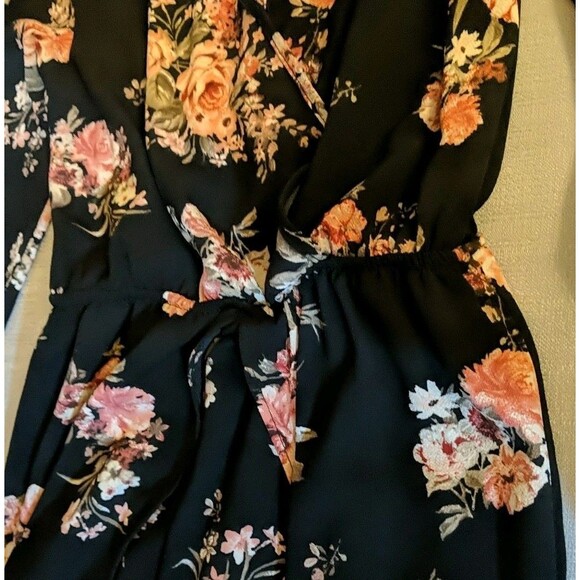 Maxi Dress Skort Overskirt Women X-Small Floral Navy Blue Long Sleeves Rue21 XS - Picture 7 of 7